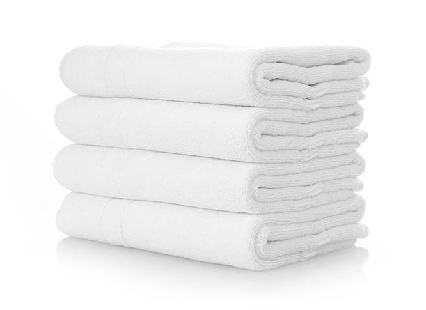 Clean white towels isolated on white